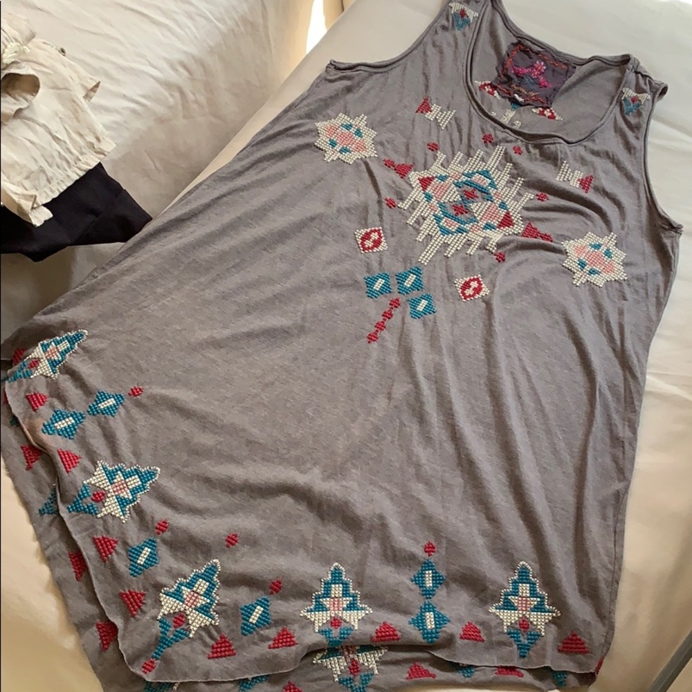 Johnny was never worn embroidered T-shirt dress